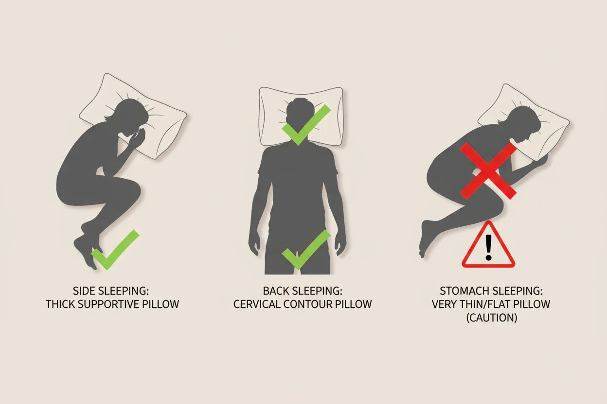 Guide pour choisir un oreiller selon sa position de sommeil (côté, dos, ventre).