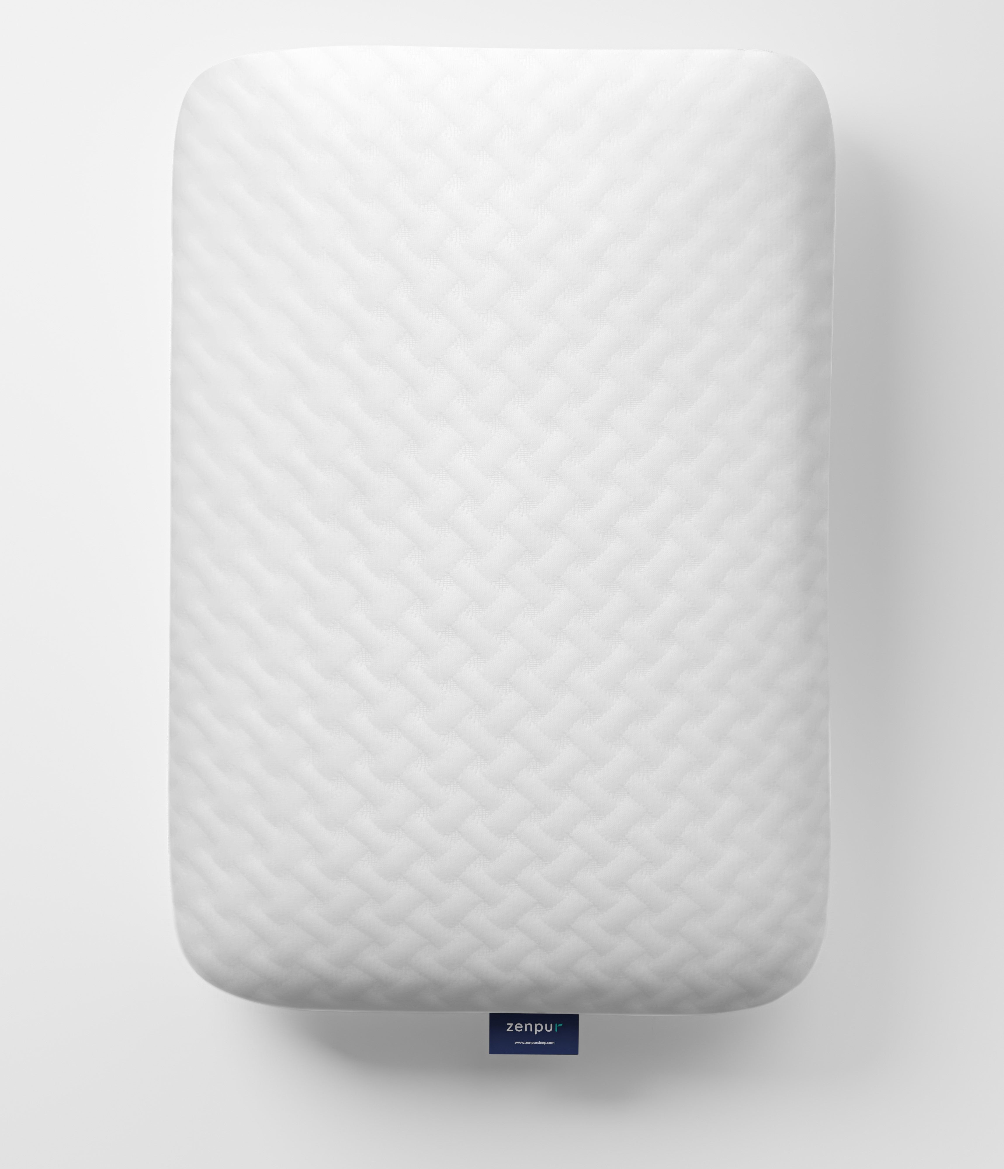 Oreiller ZenPur mémoire de forme présenté à plat, design ergonomique simple et épuré