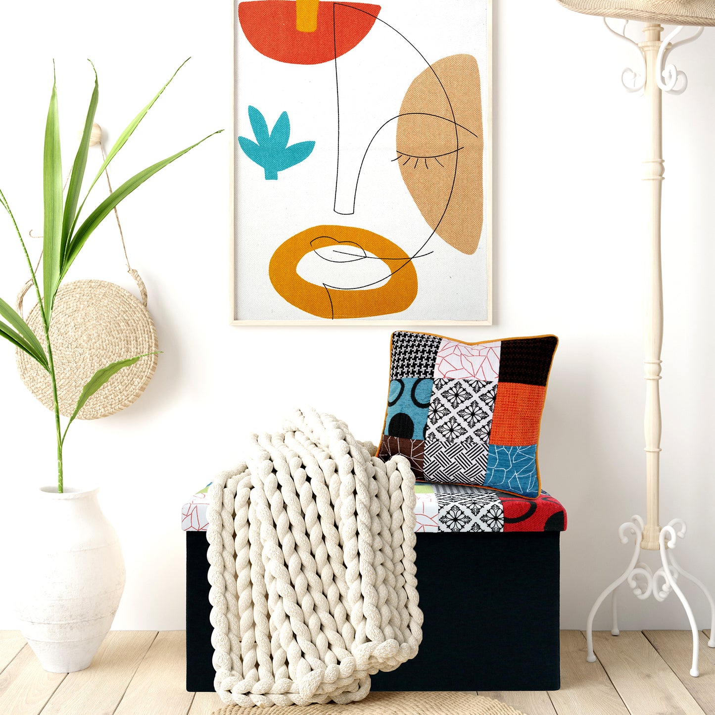 Coussin ZenPur patchwork déhoussable sur canapé moderne pour décoration et confort