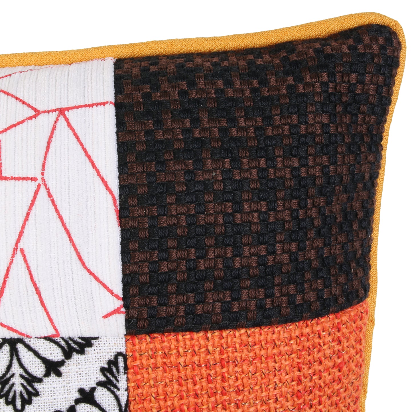 Détail du tissu patchwork déhoussable du coussin ZenPur, texture douce et confortable
