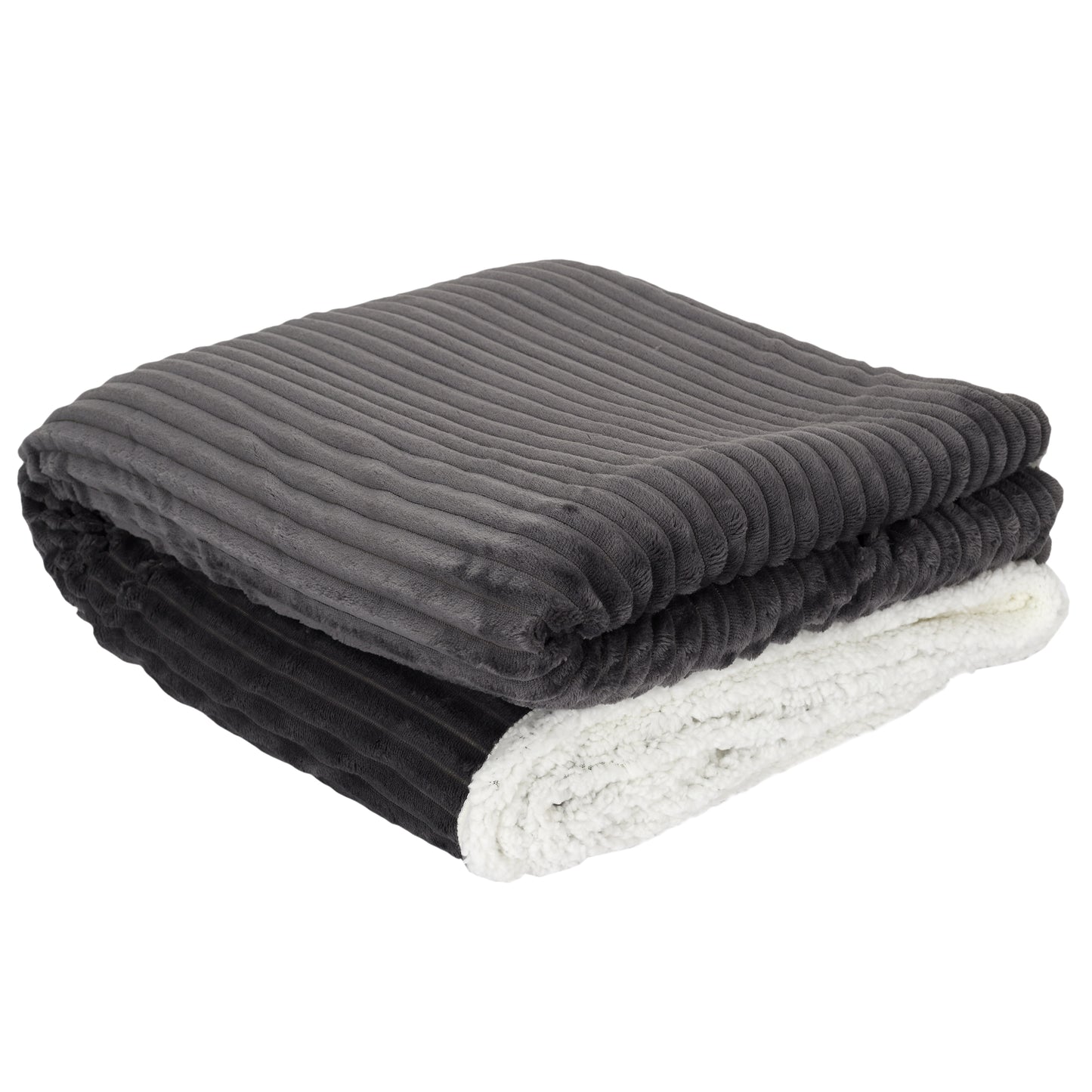 Plaid ZenPur en flanelle côtelée et Sherpa, doux et confortable pour canapé ou lit