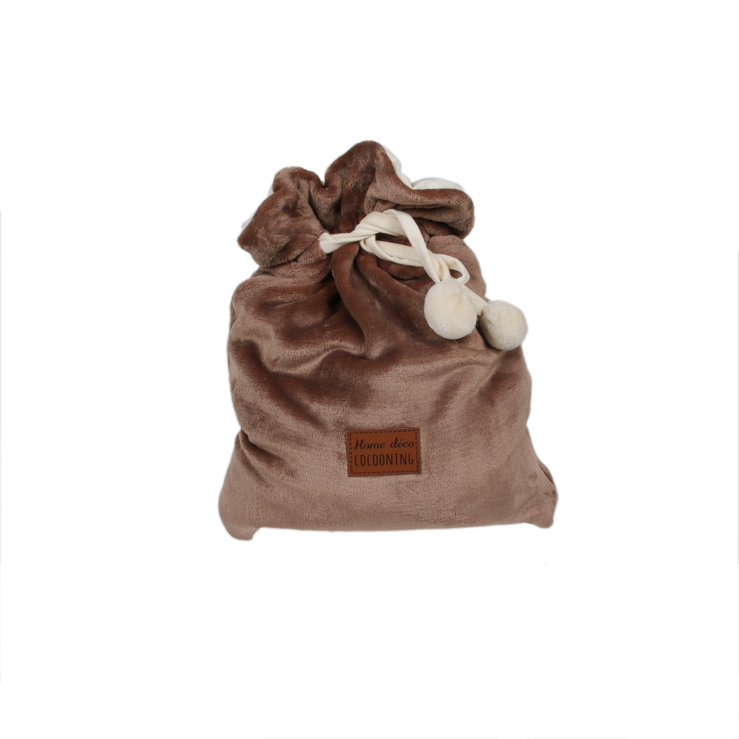 Plaid en flanelle marron ZenPur plié et emballé, prêt à offrir ou à ranger facilement