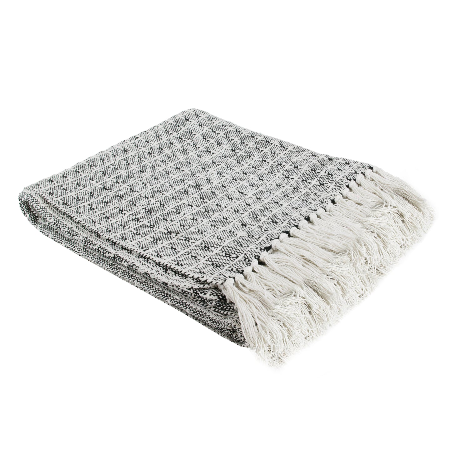Plaid ethnique à motif pointillé, jeté artisanal en coton pour décoration bohème