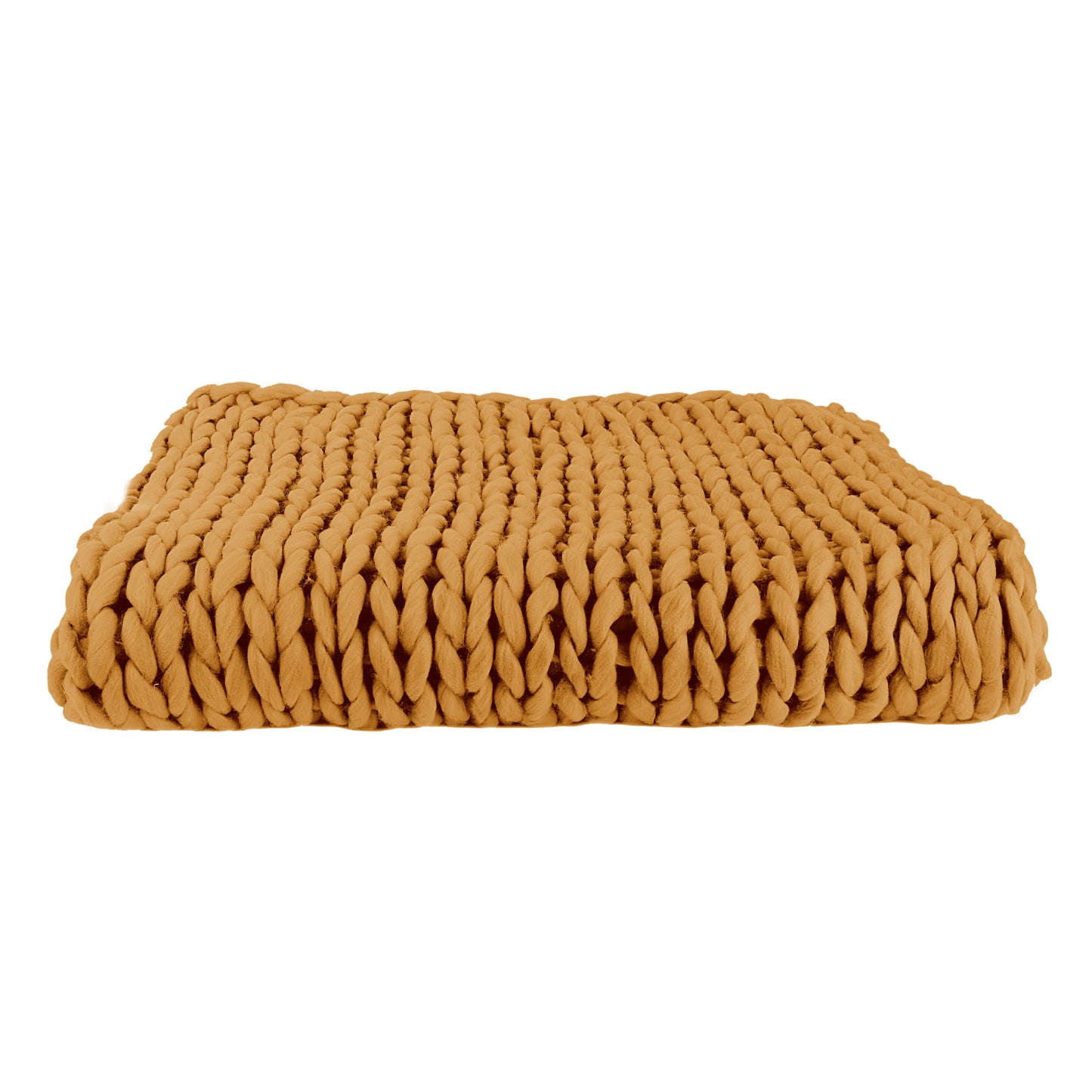 Plaid grosse maille chunky jaune ZenPur, couverture tendance et cosy pour salon ou chambre