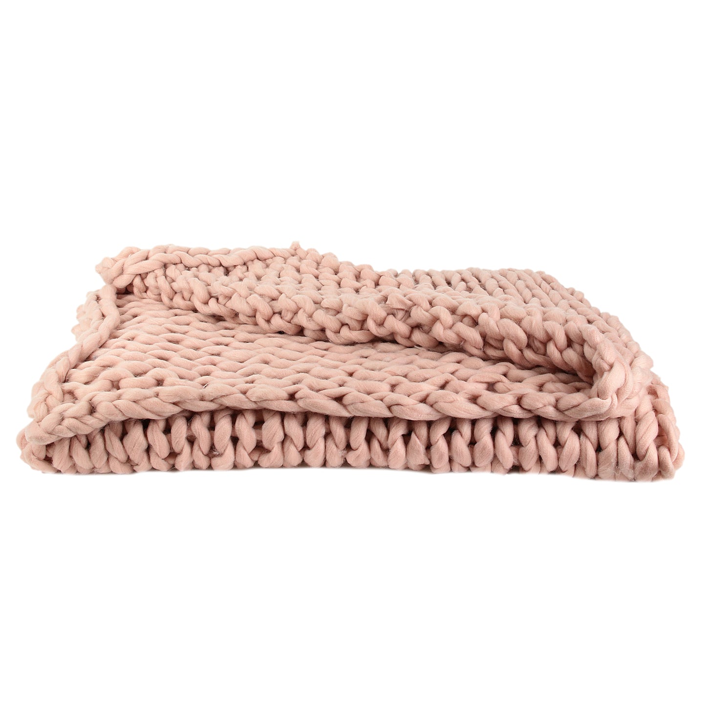 Plaid grosse maille chunky rose ZenPur, couverture douce et tendance pour un intérieur cosy