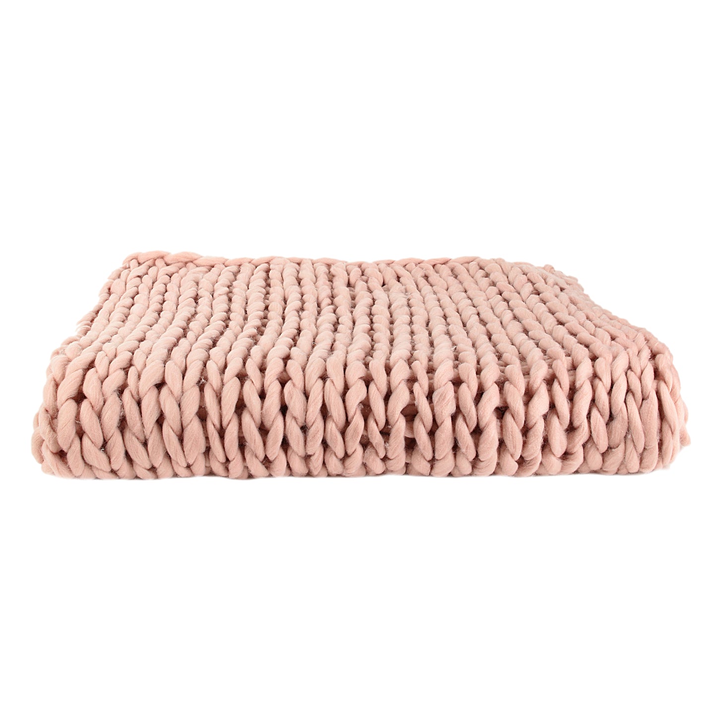 Plaid grosse maille chunky rose ZenPur, couverture douce et tendance pour un intérieur cosy
