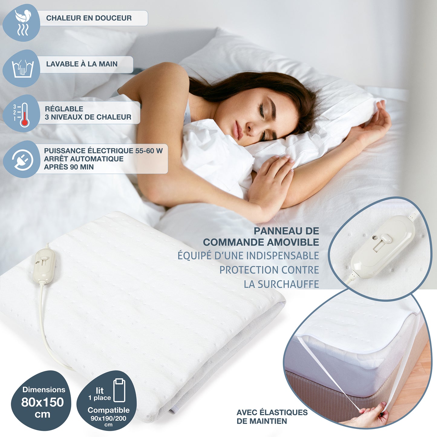 Surmatelas chauffant ZenPur, chaleur réglable pour un sommeil réparateur en hiver