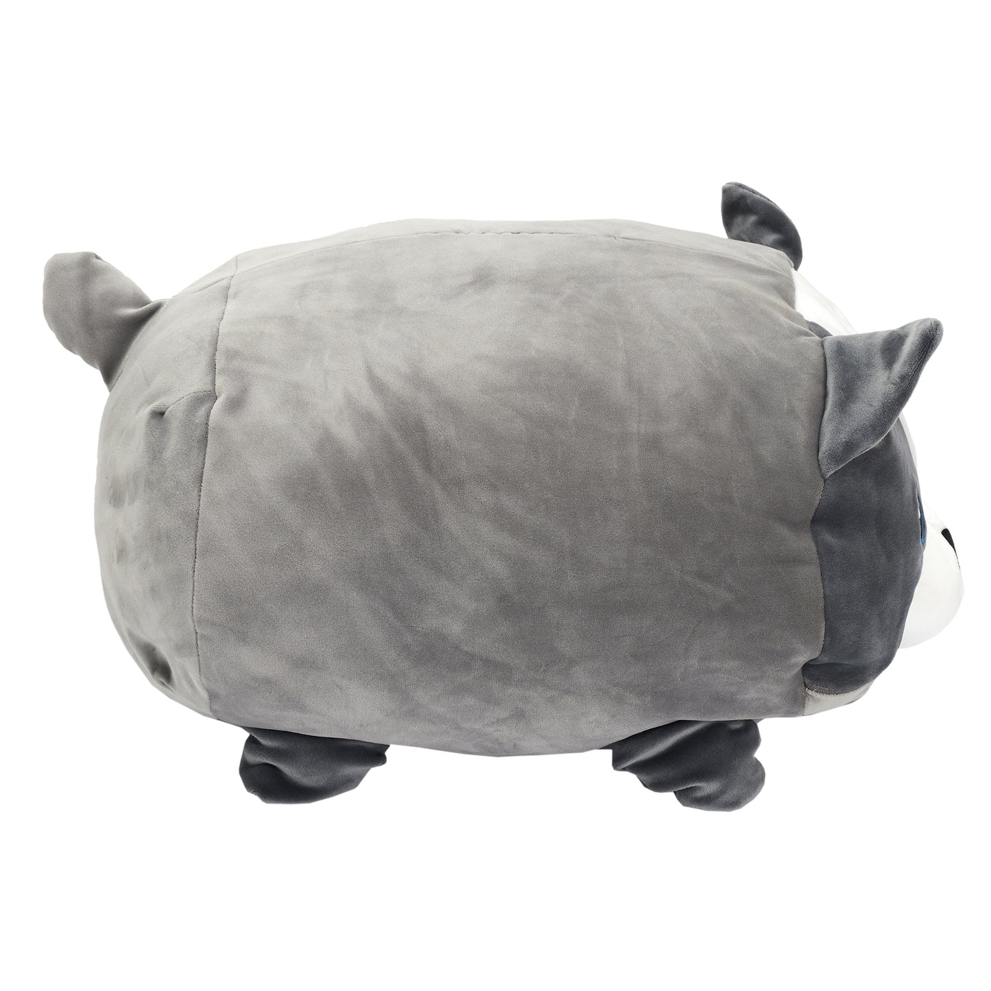 Vue latérale de la peluche coussin chien ZenPur montrant sa forme ergonomique