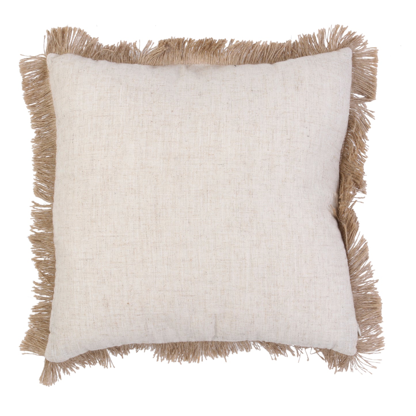 Vue latérale du coussin ZenPur en raphia noir, finition soignée et texture naturelle