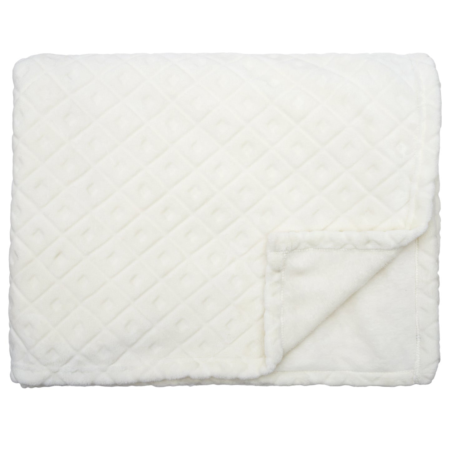 Vue latérale du plaid ZenPur beige embossé, finition soignée et moelleuse
