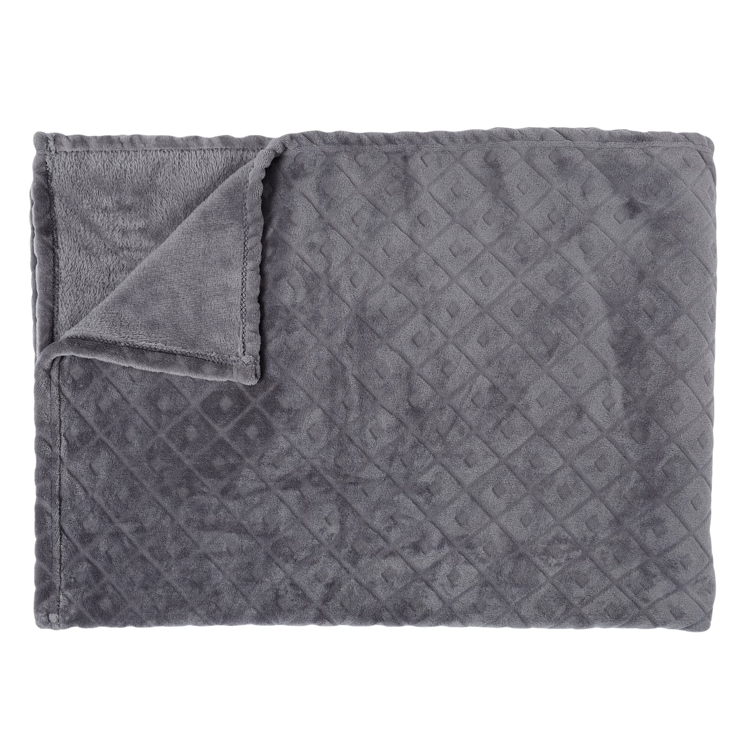 Vue latérale du plaid ZenPur embossé gris, finition soignée et moelleuse