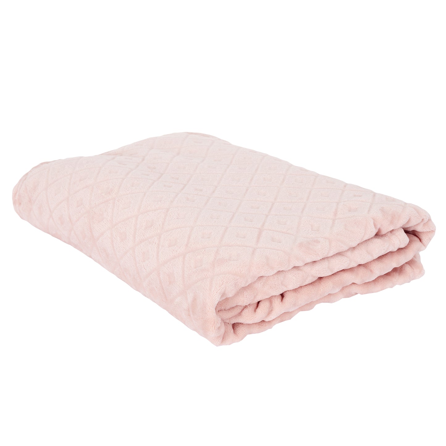 Vue latérale du plaid ZenPur embossé rose, finition soignée et moelleuse