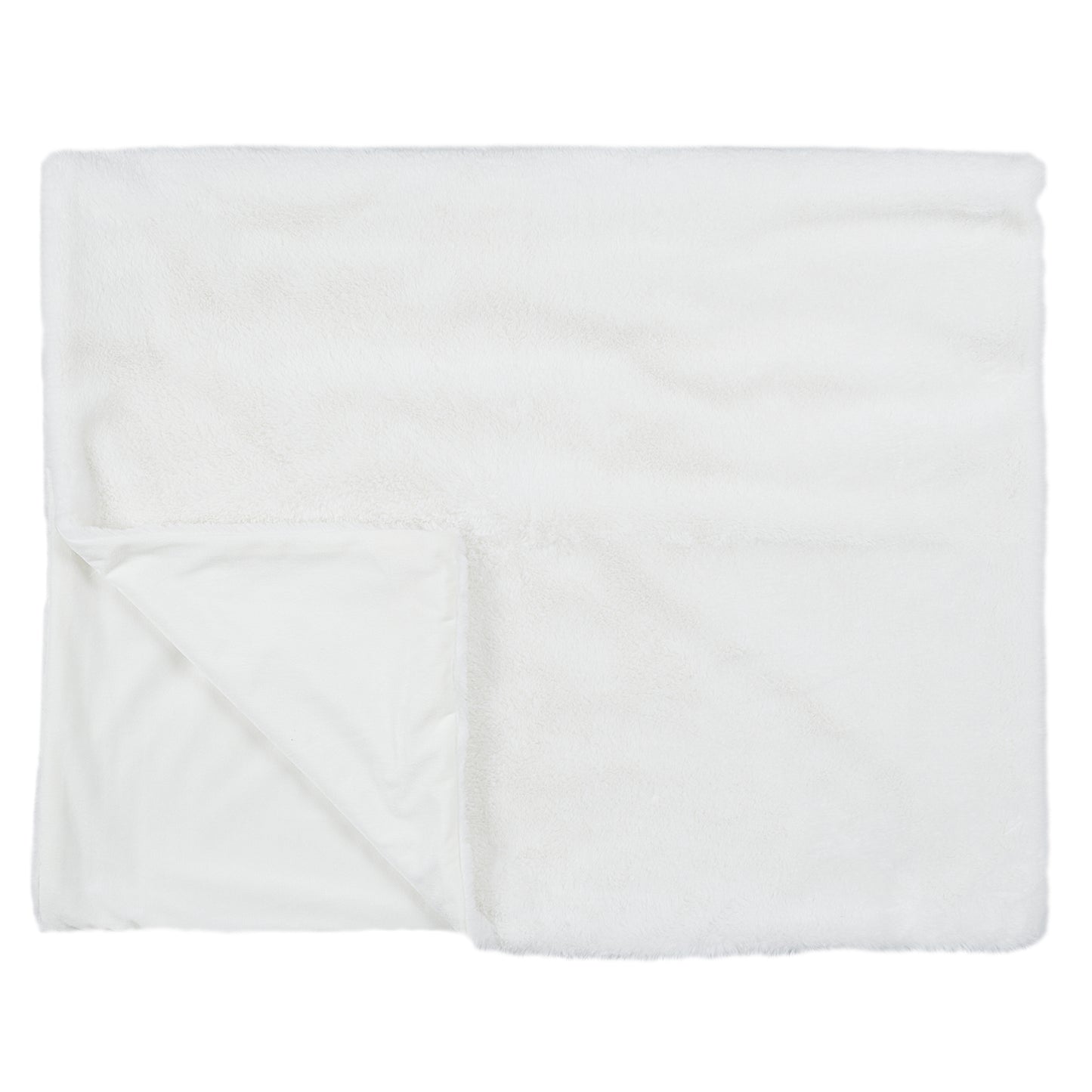 Vue latérale du plaid ZenPur imitation fourrure écru, finition soignée et moelleuse