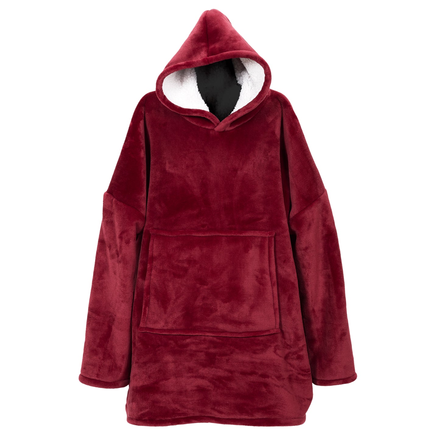Vue latérale du sweat à capuche ZenPur rouge, coupe moderne et confort intérieur Sherpa