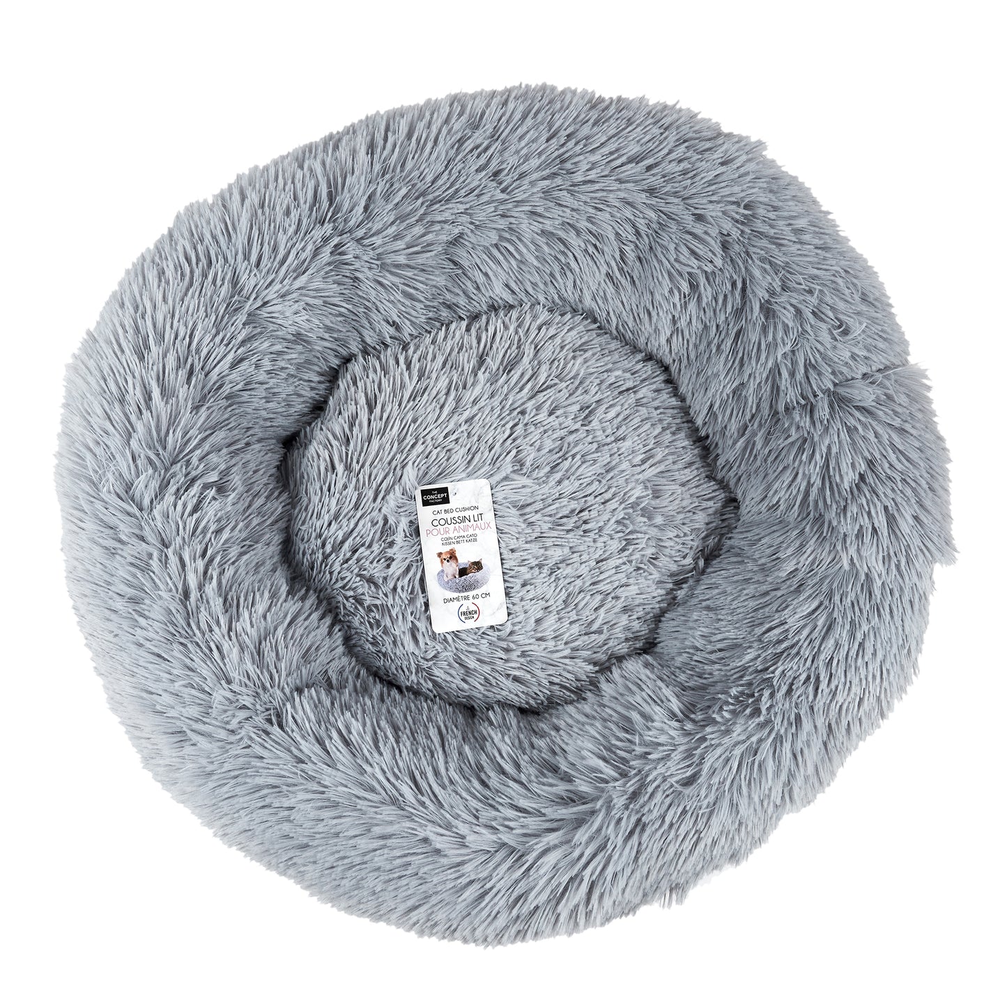 BERUHIGENDES GRAUES KATZENBETTKISSEN 60 CM