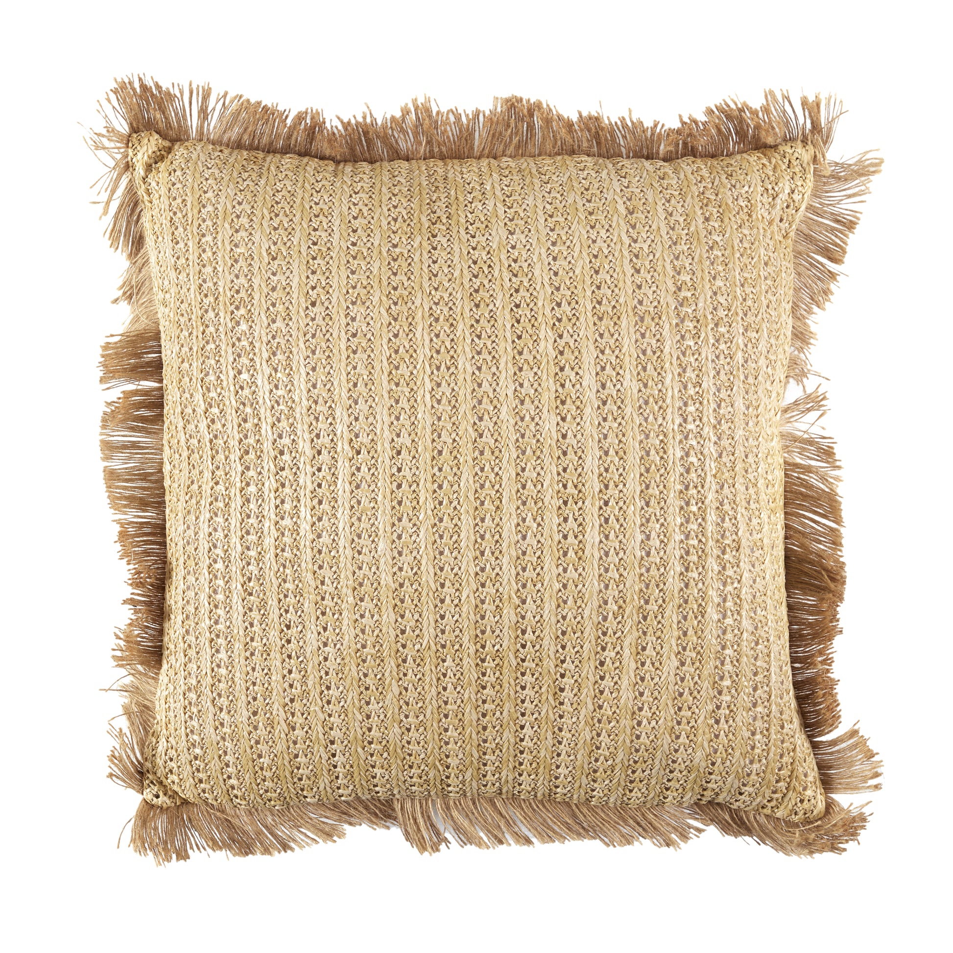 Coussin ZenPur en raphia naturel déhoussable, style bohème chic et décoratif