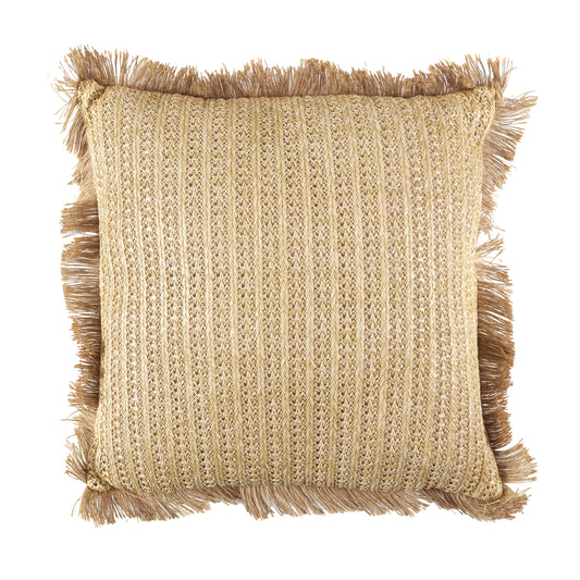 Coussin ZenPur en raphia naturel déhoussable, style bohème chic et décoratif