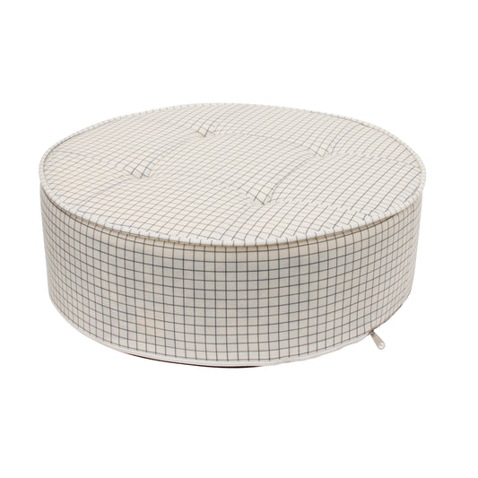 Coussin de sol ZenPur rond à carreaux, confortable et décoratif pour salon ou chambre