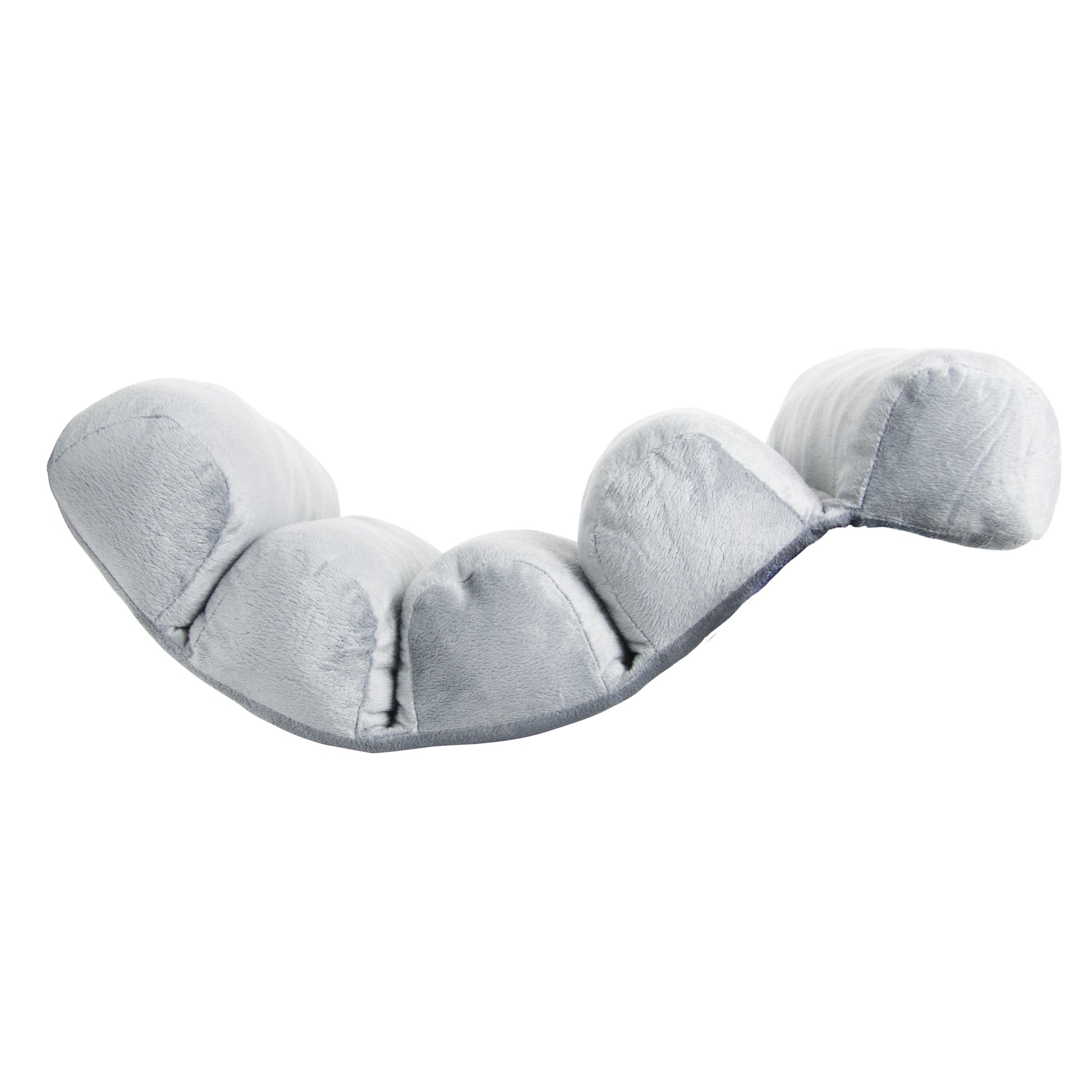 Coussin multiposition en mousse mémoire vu de profil, soutien du dos, de la nuque et des jambes