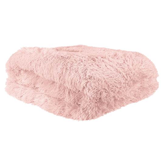 Couvre-lit en peluche à poils longs rose ZenPur, style tendance et confort ultra-doux