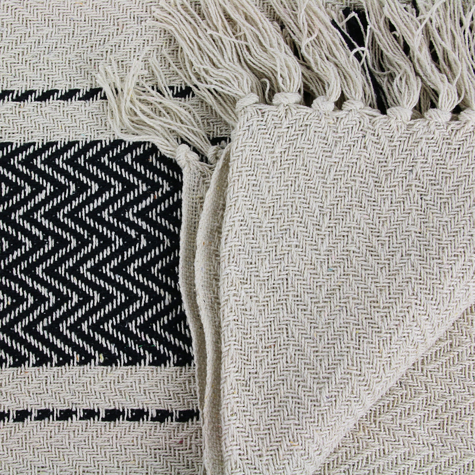 Détail du plaid berbère à rayures, tissage artisanal authentique et confortable