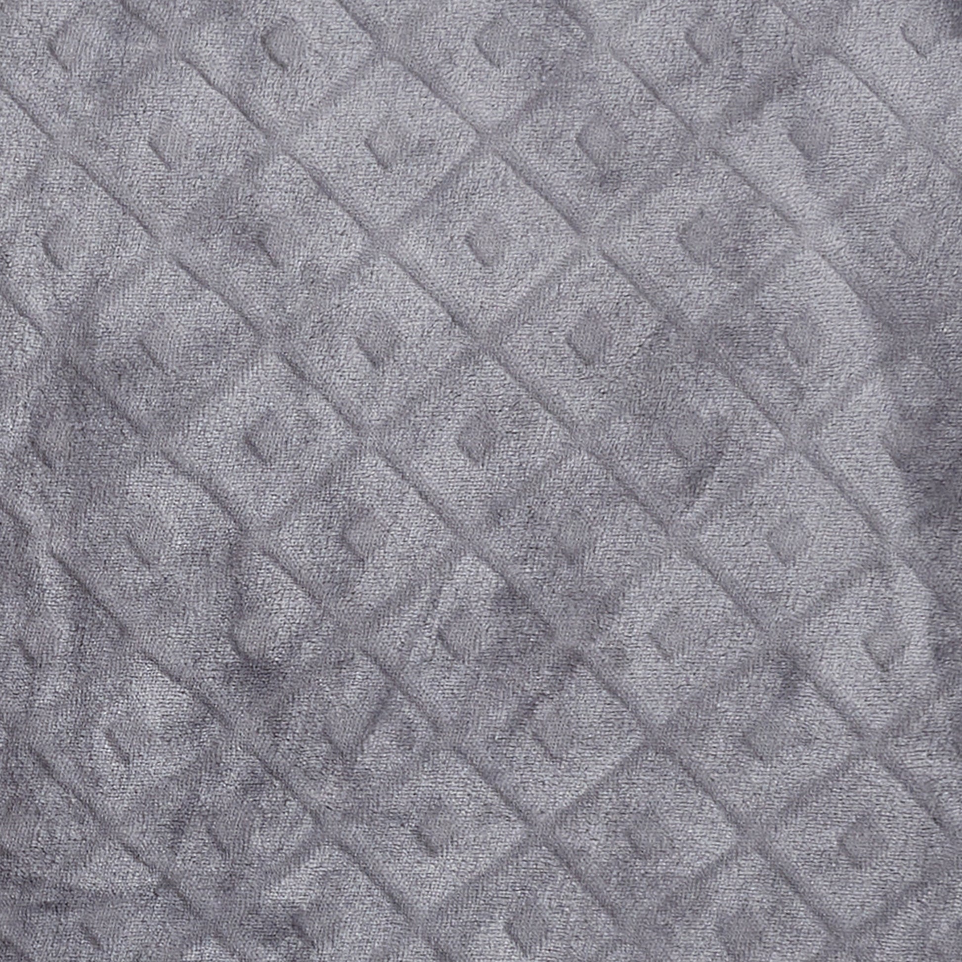Détail du tissu embossé gris du plaid ZenPur, texture douce et motif élégant