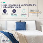 Lot de 2 coussins ZenPur 45x45 cm sur lit, combinant confort ergonomique et décoration cosy