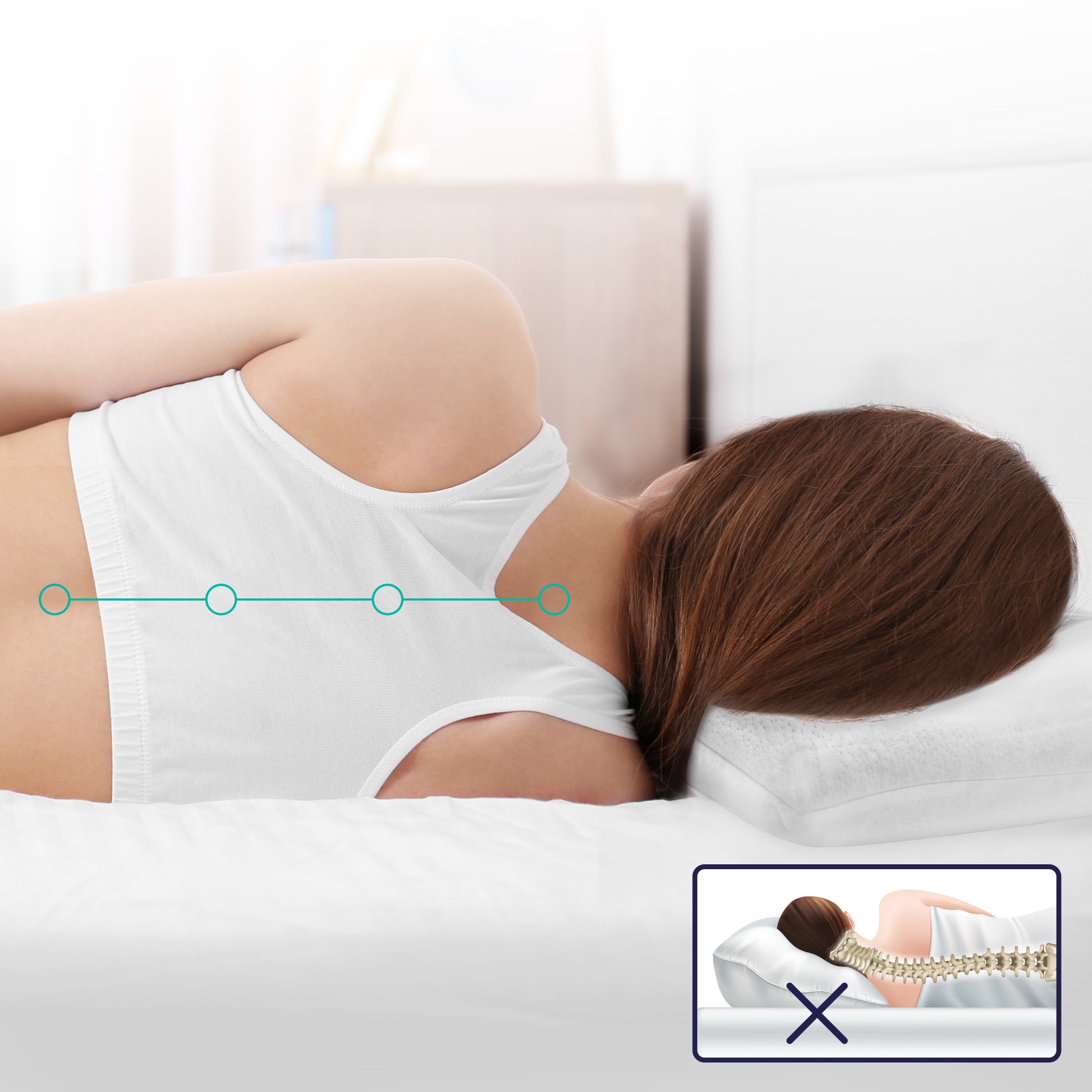 Oreiller ZenPur cervical ergonomique conçu pour soulager la nuque et réduire les tensions