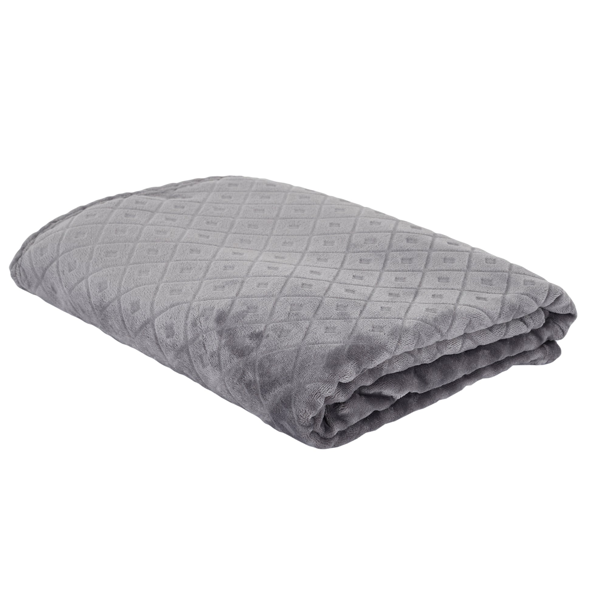 Plaid ZenPur embossé gris 140x200 cm plié, montrant texture et motif embossé