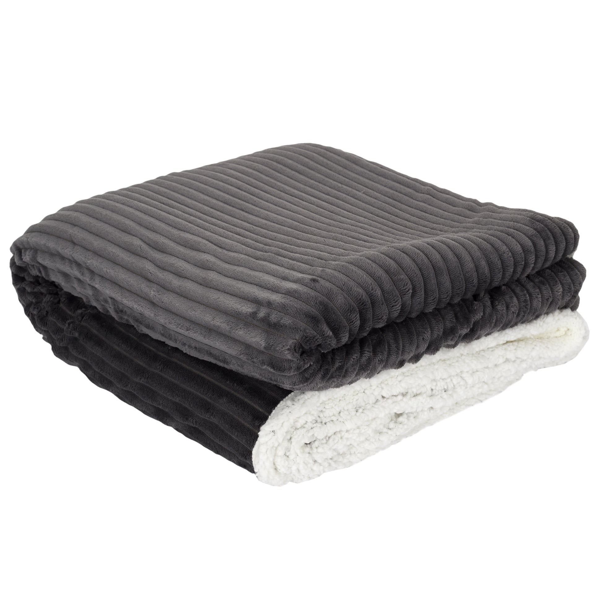 Plaid ZenPur en flanelle côtelée et Sherpa, doux et confortable pour canapé ou lit