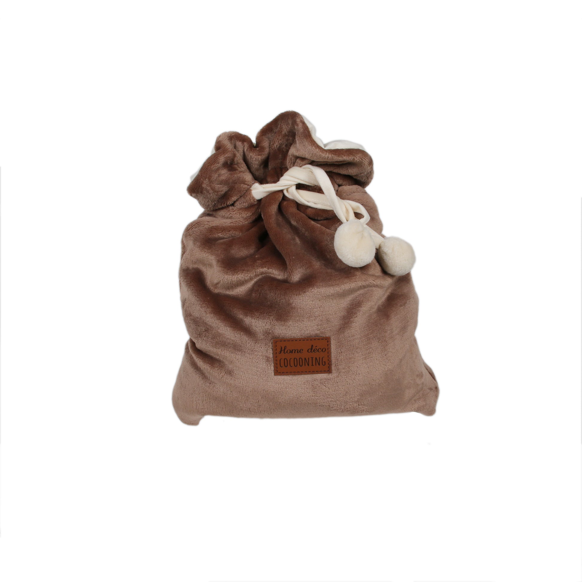 Plaid en flanelle marron ZenPur plié et emballé, prêt à offrir ou à ranger facilement