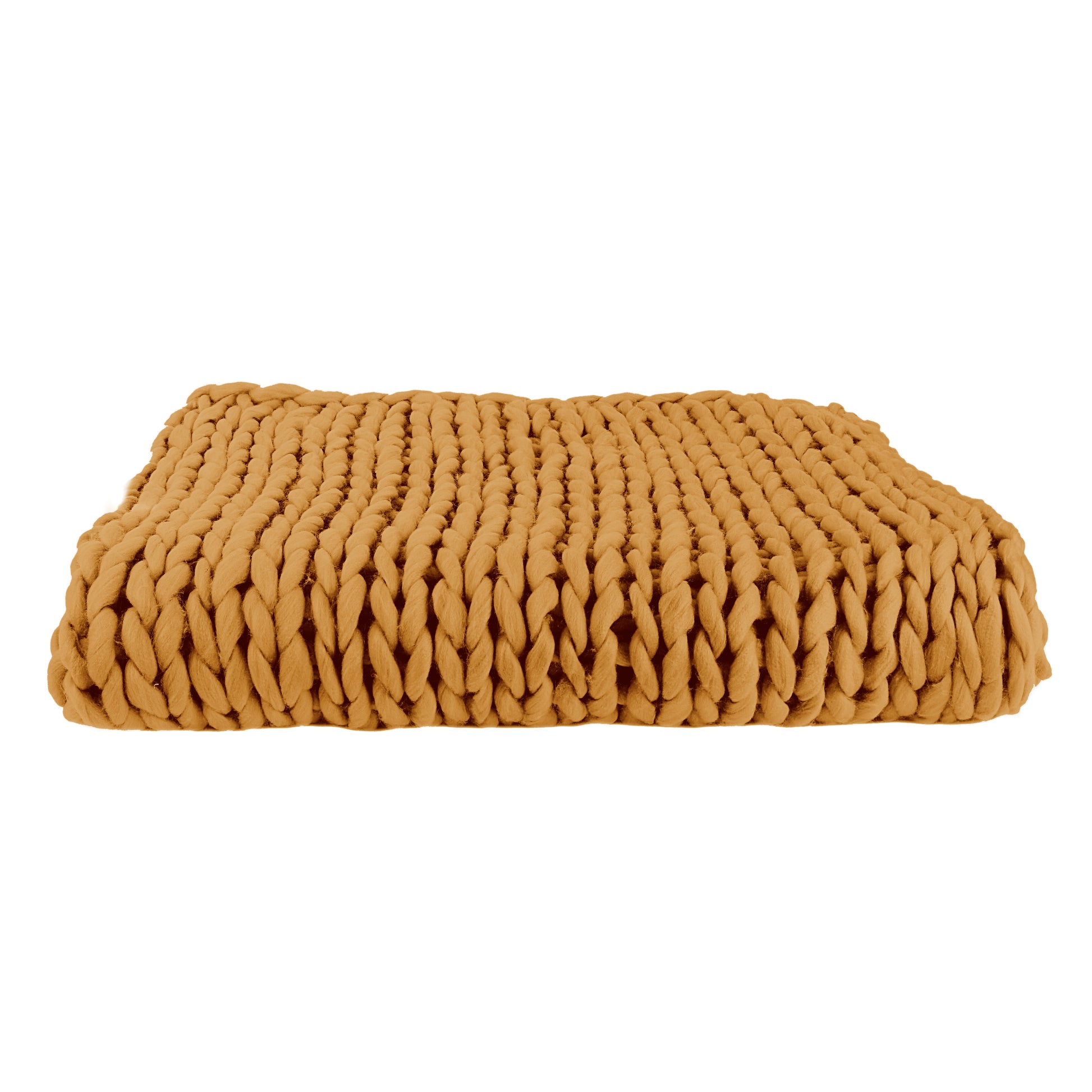 Plaid grosse maille chunky jaune ZenPur, couverture tendance et cosy pour salon ou chambre