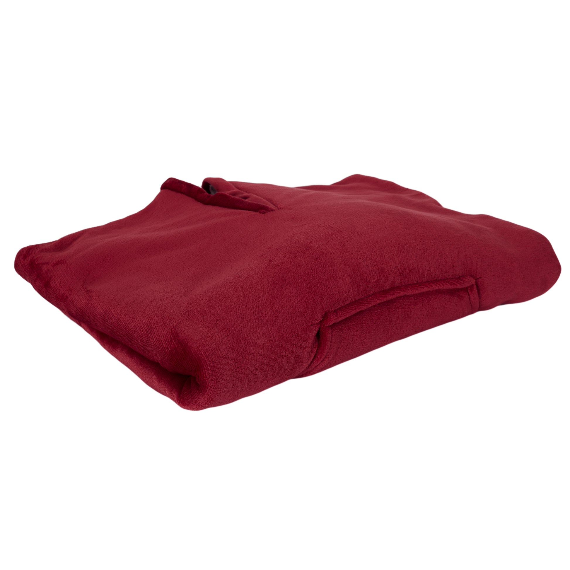 Poncho ZenPur rouge style plaid plié, prêt à ranger ou à offrir, présentation soignée