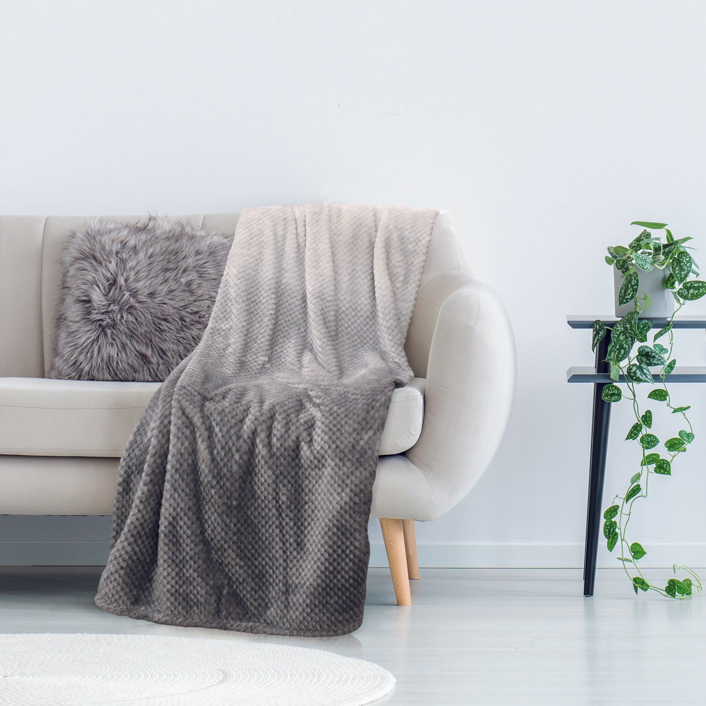 Plaid Nid d'Abeille Gris - Douceur et Élégance