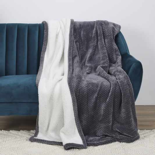 WABENKARIERTER GRAUER SHERPA XXL 180X220CM