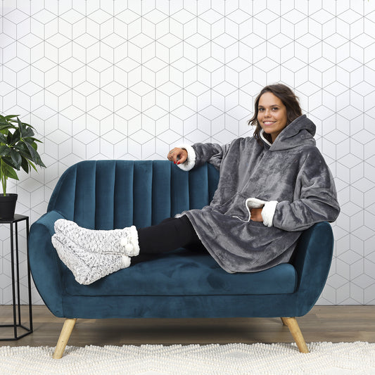GRAUES SHERPA-INTERIOR-KAPUZENSWEATSHIRT