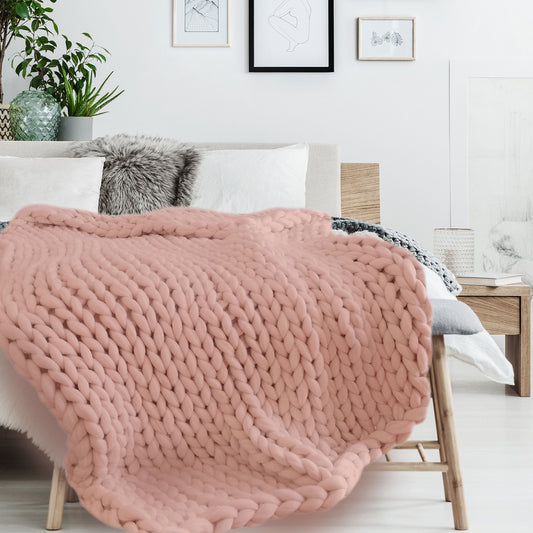 GROSSES STRICK-GROSSES ROSA PLAID 120X150CM
