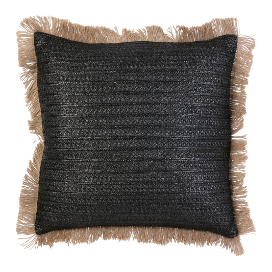 Coussin en Raphia Noir