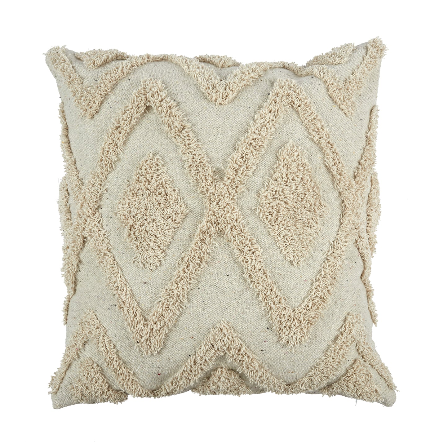 Coussin Ethnique Relief en Losange Écru