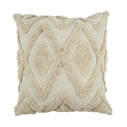 Coussin Ethnique Relief en Losange Écru