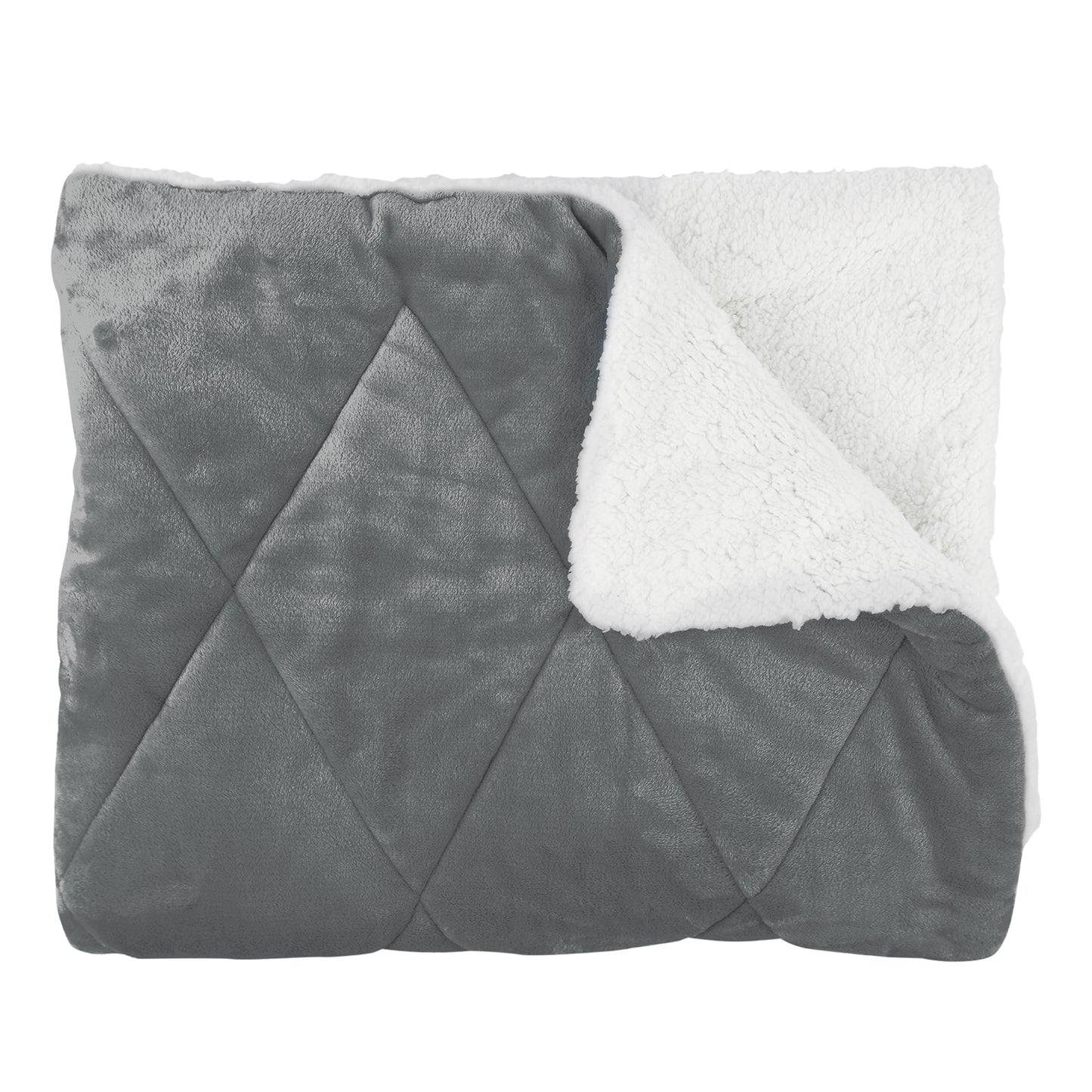 TAGESDECKE FLANELL SHERPA GRAU 220X240CM