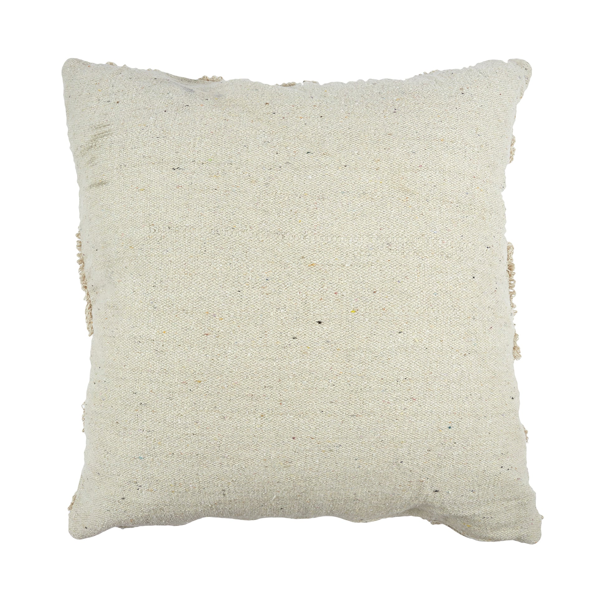 Vue latérale du coussin ethnique ZenPur en relief losange écru, design raffiné et élégant