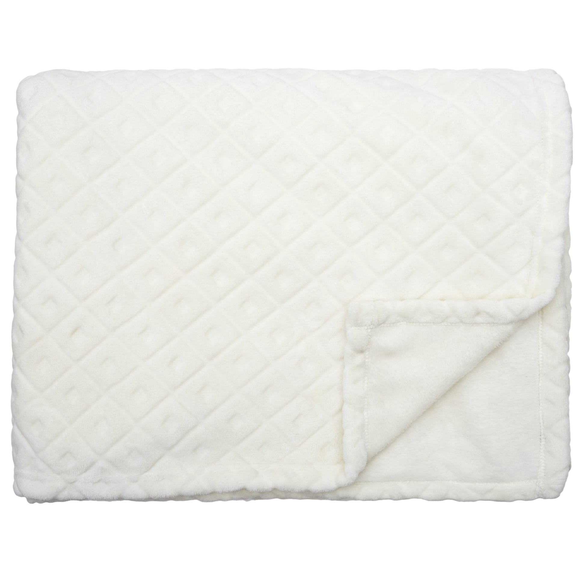 Vue latérale du plaid ZenPur beige embossé, finition soignée et moelleuse