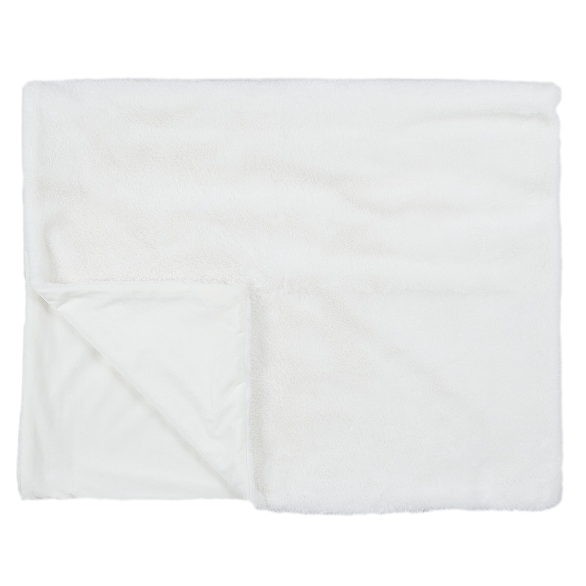 Vue latérale du plaid ZenPur imitation fourrure écru, finition soignée et moelleuse
