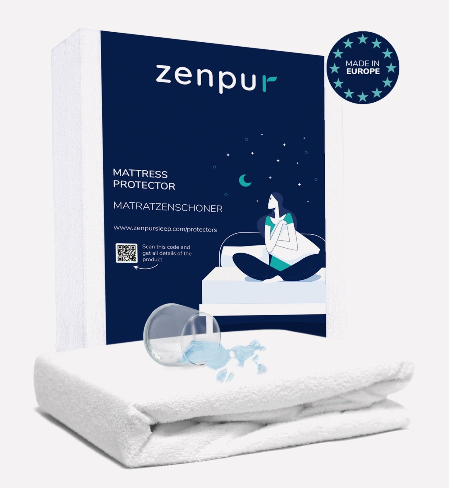 ZenPur Protège-Matelas Coton UE, Oeko-Tex, Imperméable et Confortable