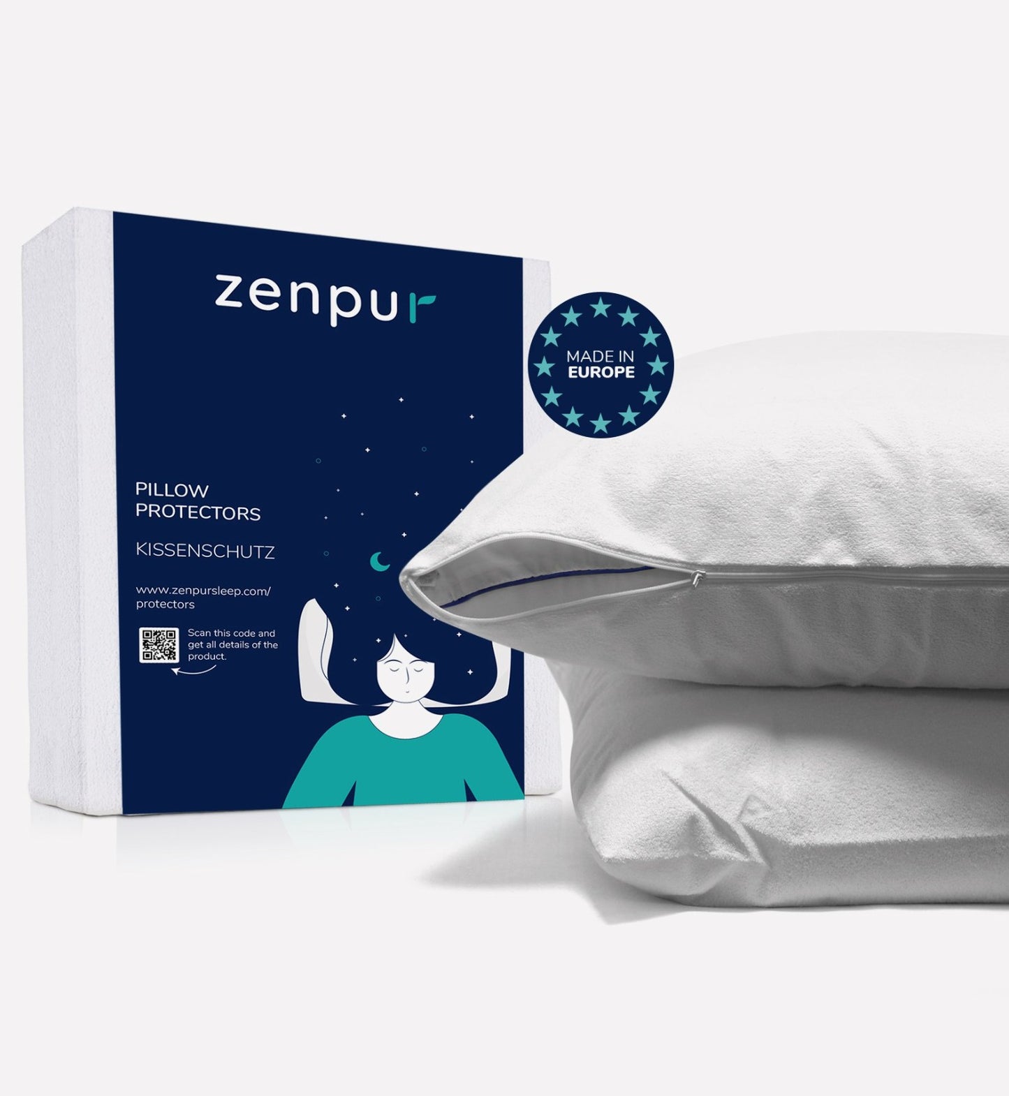 ZenPur Protège-Oreiller Imperméable, Anti-Acariens, Certifié Oeko-TEX